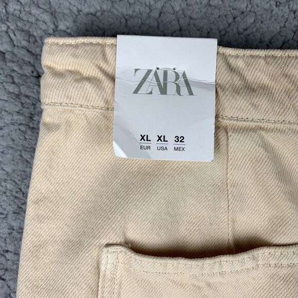 zara high waist wide leg pants Women’s XL (32 Waist)‎ cream 8197/215 New Office - Picture 6 of 16